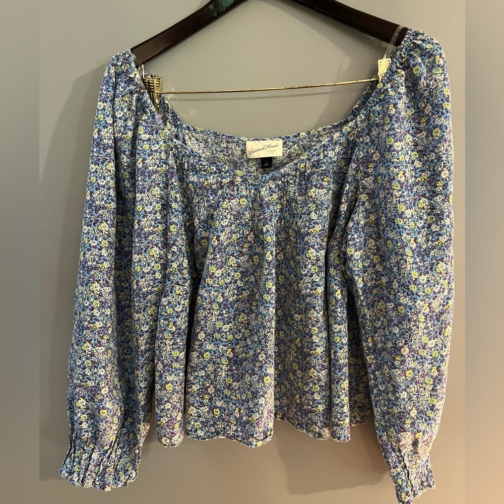 Peasant Blouse Puff Sleeve Pintuck Boho Baby Doll Crop Top Universal Thread Long